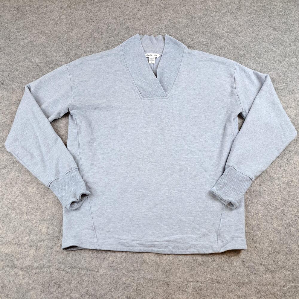 Athleta Sweatshirt Womens Small Blue Shawl Collar Pullover Tencel Clarity Cozy